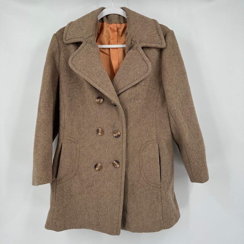 Sears Womens Minimalist‎ Wool Blend Coat Size M Old Money Heritage Vintage Brown